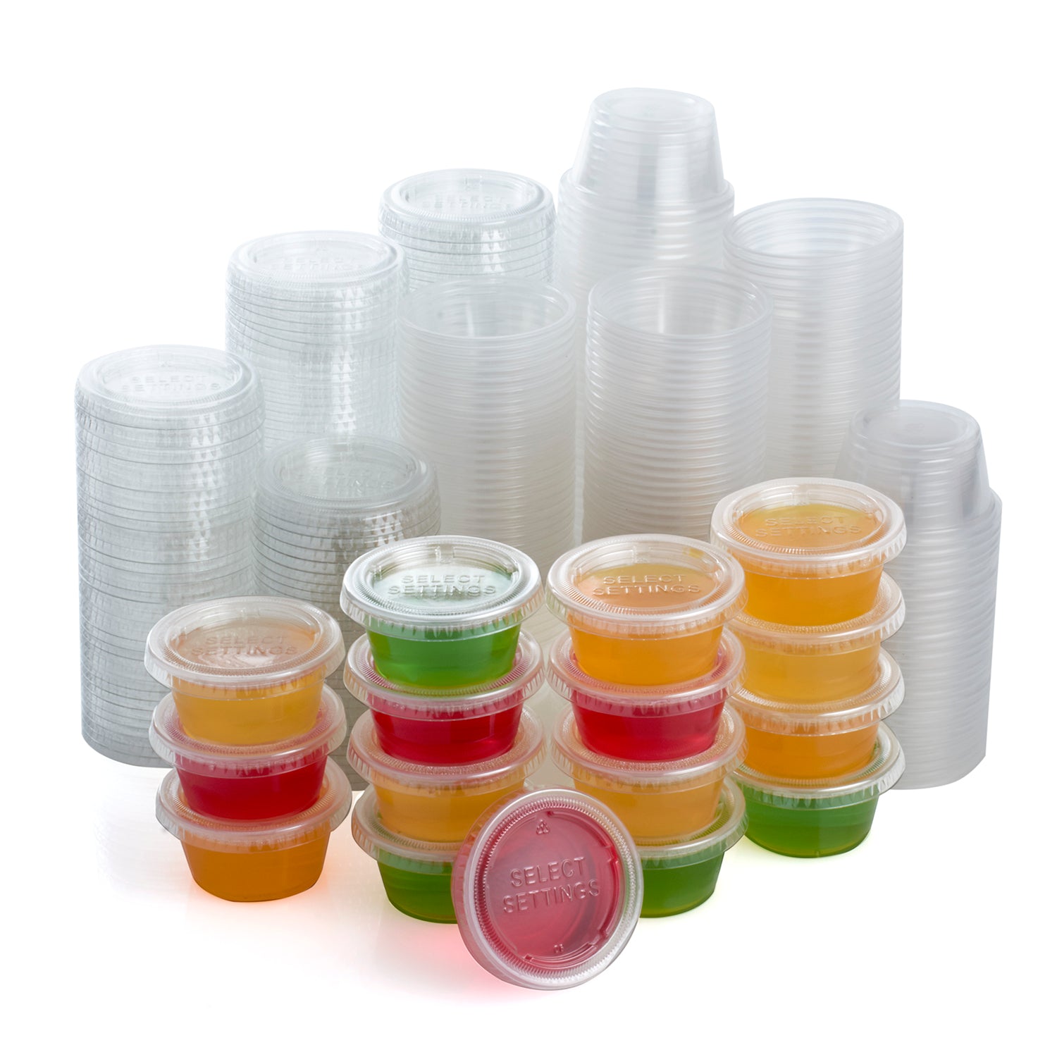 200 Sets - 2 oz. Small Plastic Containers with Lids, Jello Shot