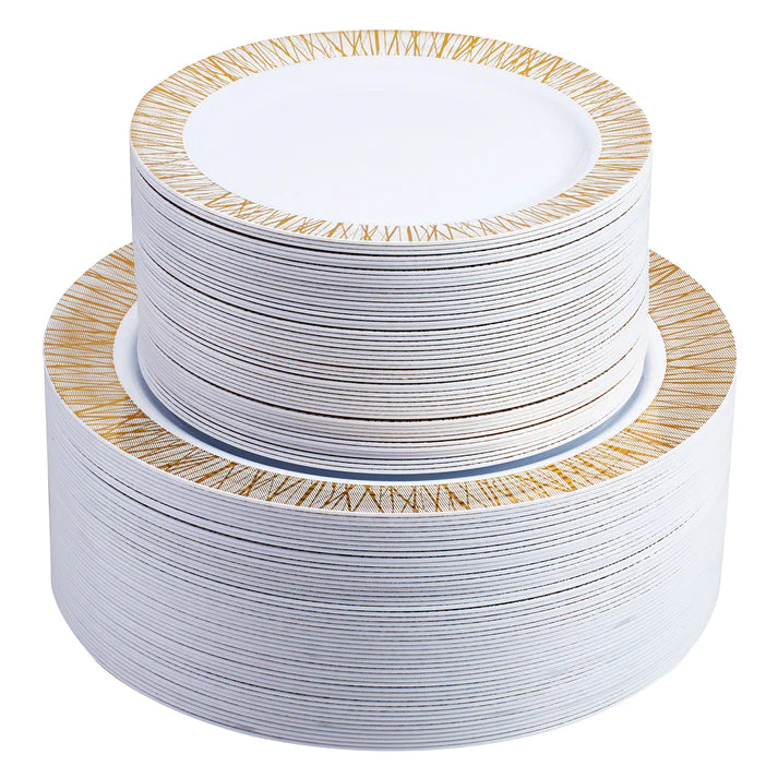 Gold plastic dinnerware deals