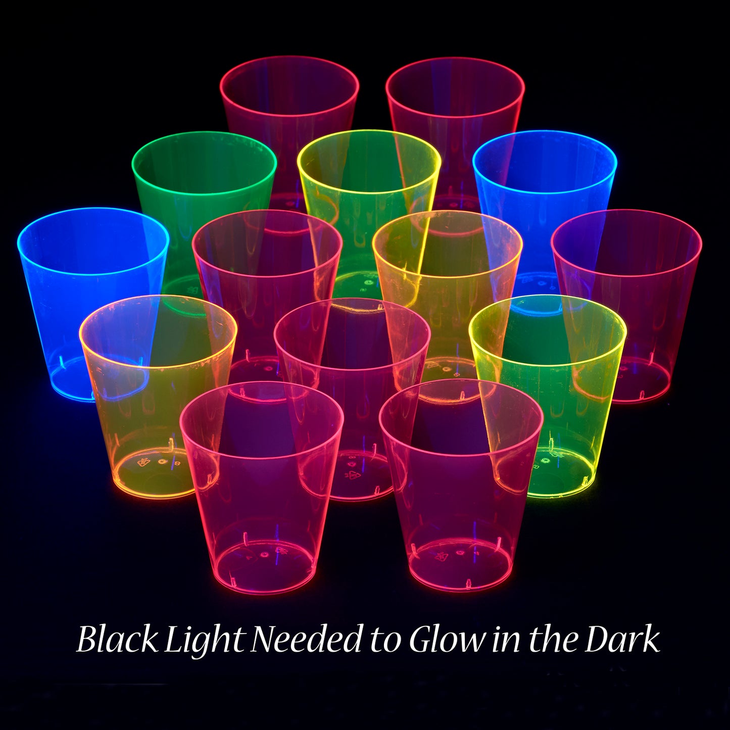 500 pc. Neon Multi Colored Disposable Plastic Shot Glasses - 2 oz. size