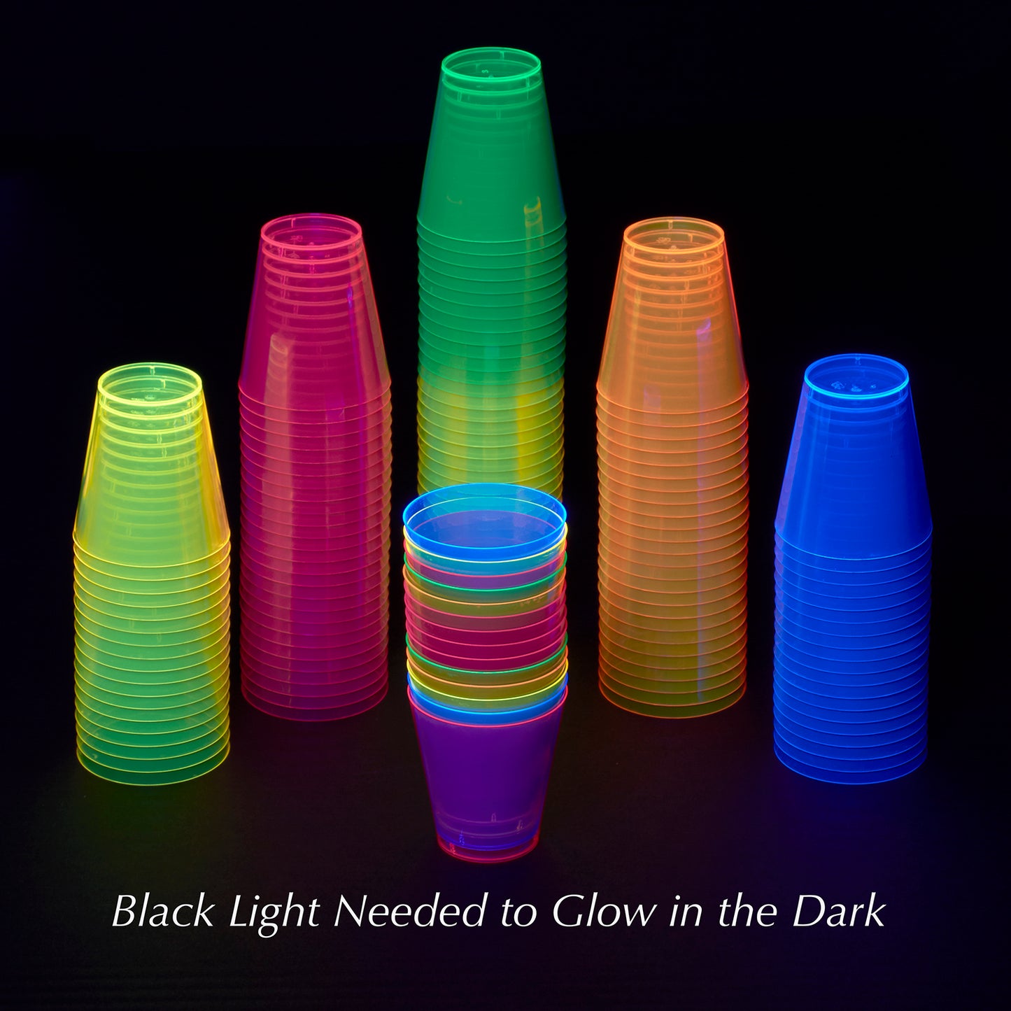 500 pc. Neon Multi Colored Disposable Plastic Shot Glasses - 2 oz. size