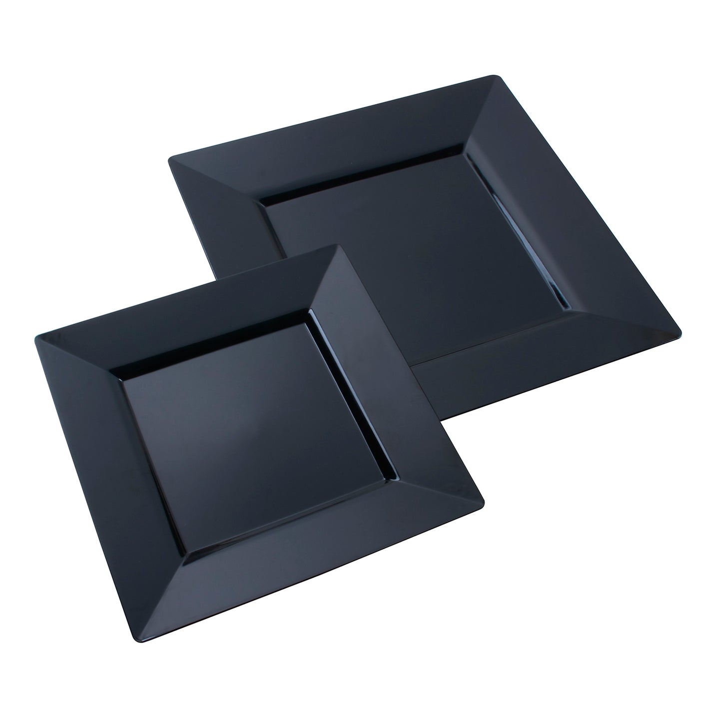 40 pc. set. Includes: 20 square, black, plastic dinner plates & 20 square salad plates