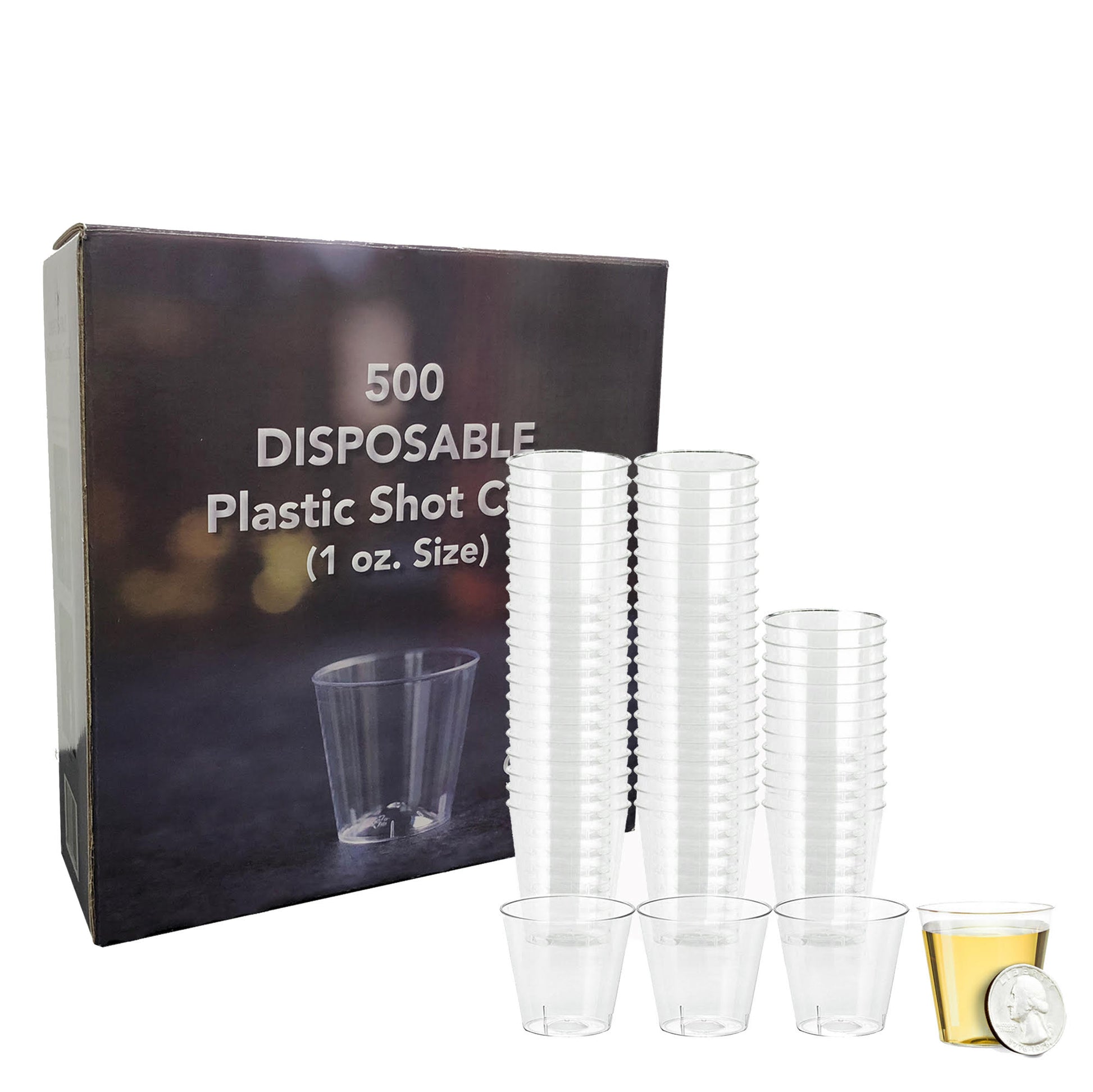 500 pc. Disposable Plastic Shot Glasses (Size 1 oz.)