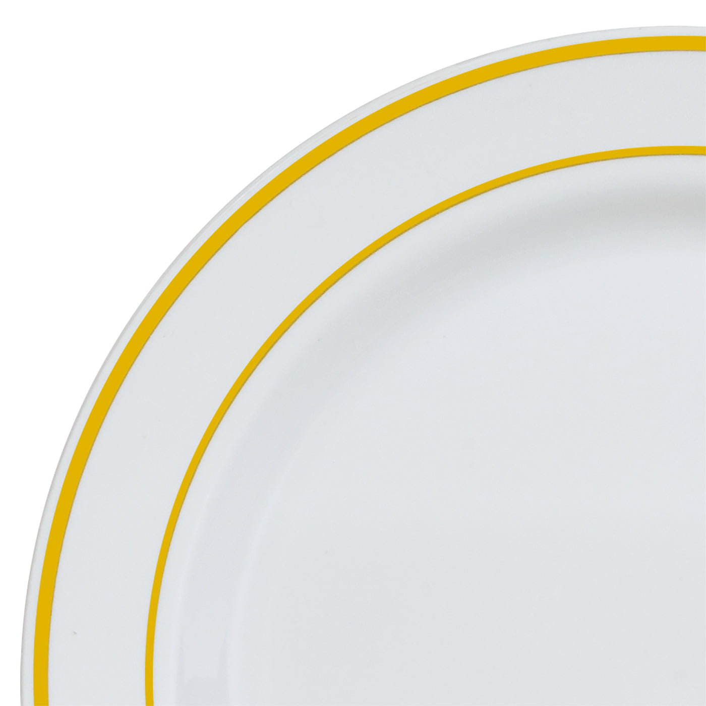 60 pc. White with Gold Rim Plastic Disposable Plates:  - 30 Dinner Plates and 30 Salad Plates