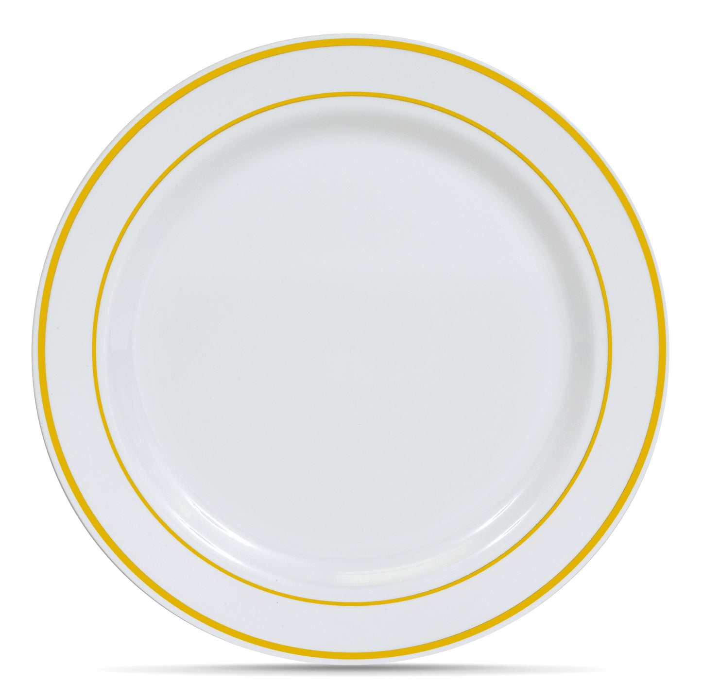 60 pc. White with Gold Rim Plastic Disposable Plates:  - 30 Dinner Plates and 30 Salad Plates