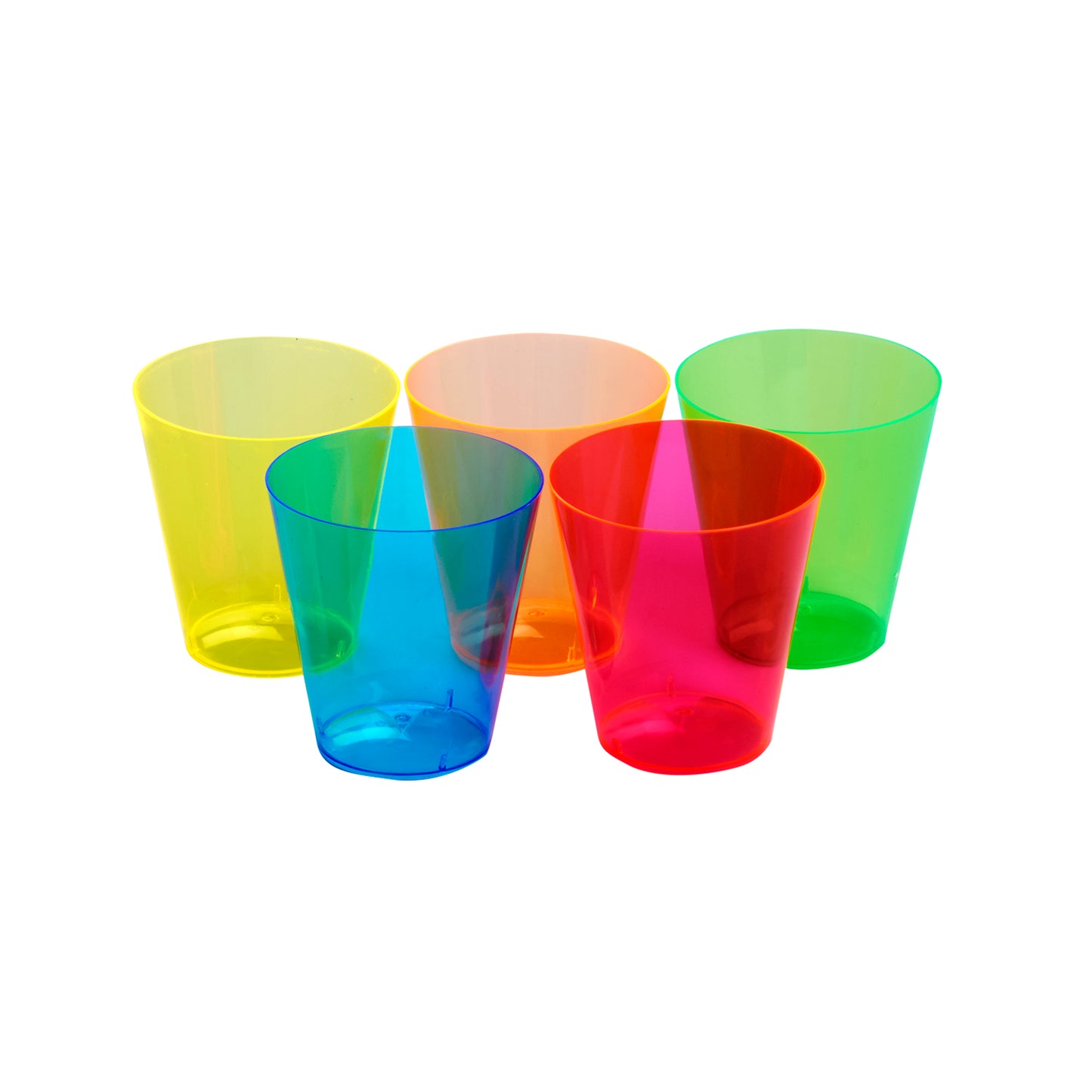 500 pc. Neon Multi Colored Disposable Plastic Shot Glasses - 2 oz. size