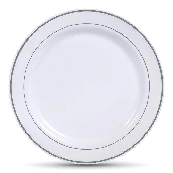 Silver rim hotsell plastic plates