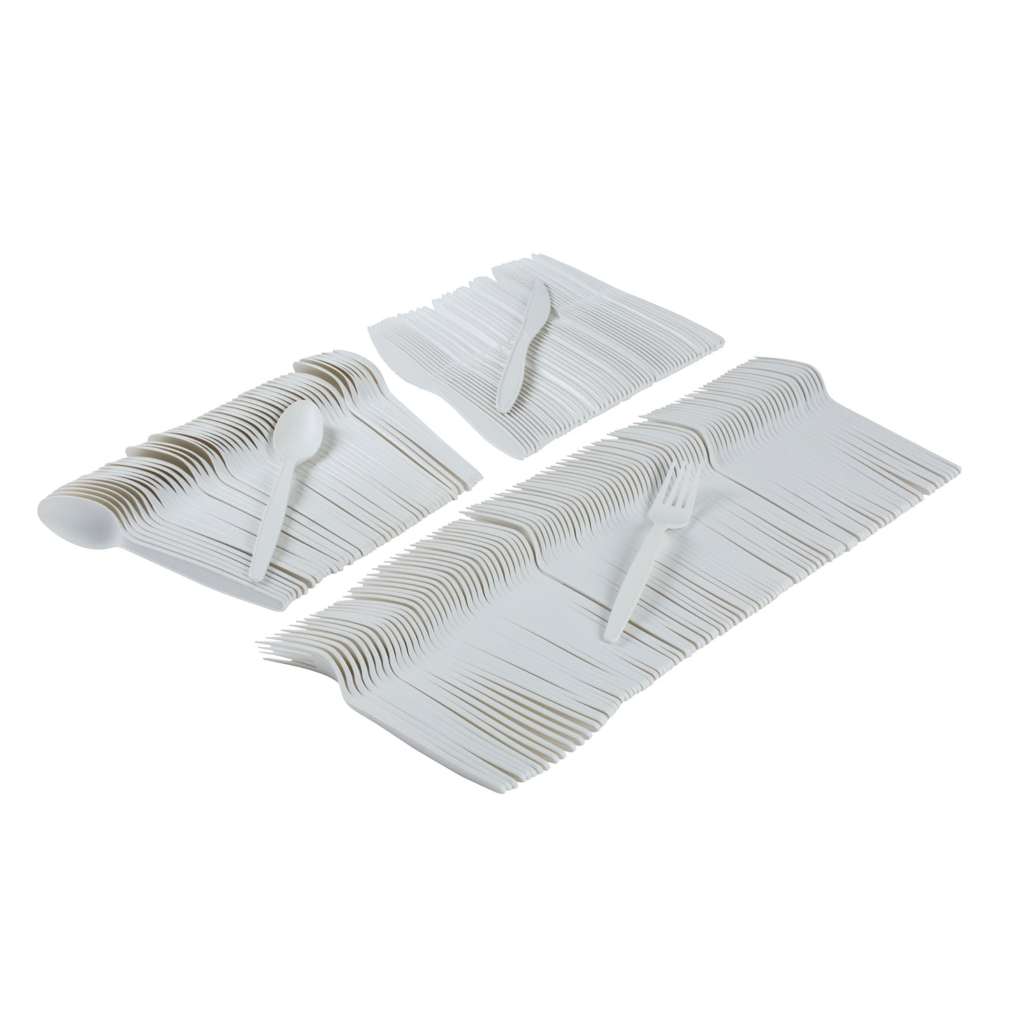 Silverware Set: 200 Piece Compostable Cutlery Box with Biodegradable Forks, Knives, and Spoons