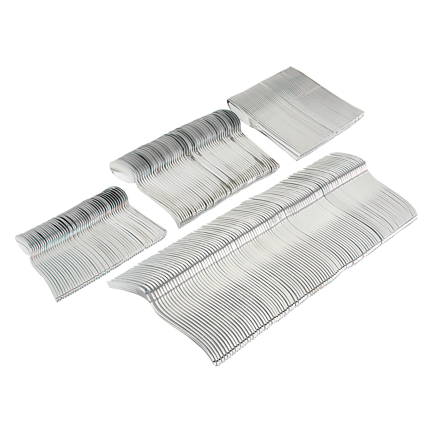 250 piece Silver-colored Plastic Silverware Set (for 50 guests): 100 forks 50 knives 50 spoons and 50 mini spoons