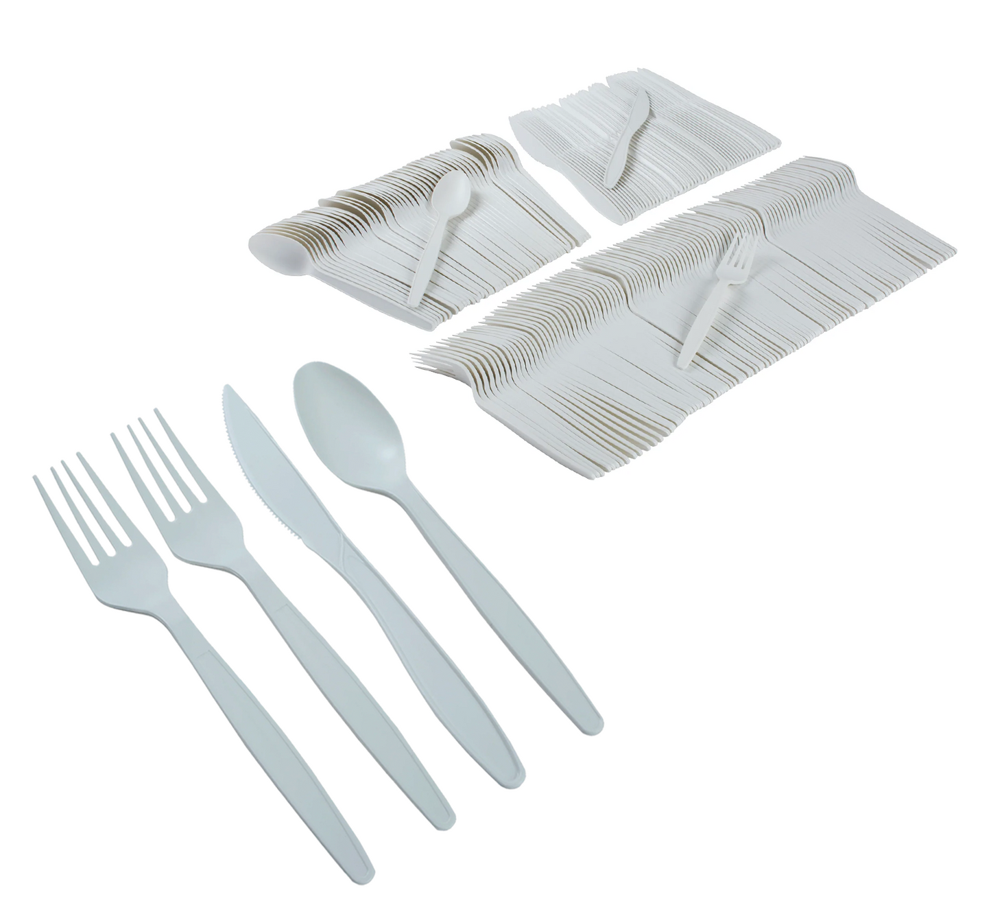 Buy Disposable Compostable Cutlery Set-360 Bulk Pack of Eco Friendly Knives,  Forks, Spoons-Large FDA Certified, GMO Free-For Parties, Weddings,  Catering- Heavy-Duty Utensils Natural Flatware Sets Now! Only $