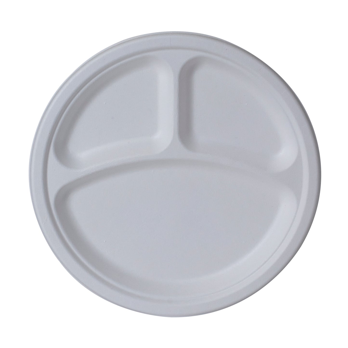 [100-Pack] compostable plates  3-Compartment white round biodegradable Bagasse 9 Inch plates