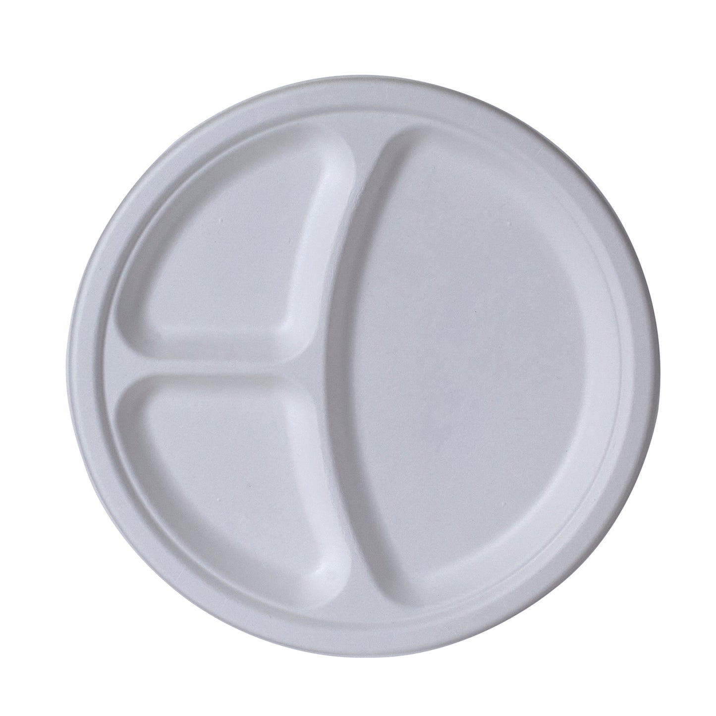 [100-Pack] compostable plates  3-Compartment white round biodegradable Bagasse 9 Inch plates