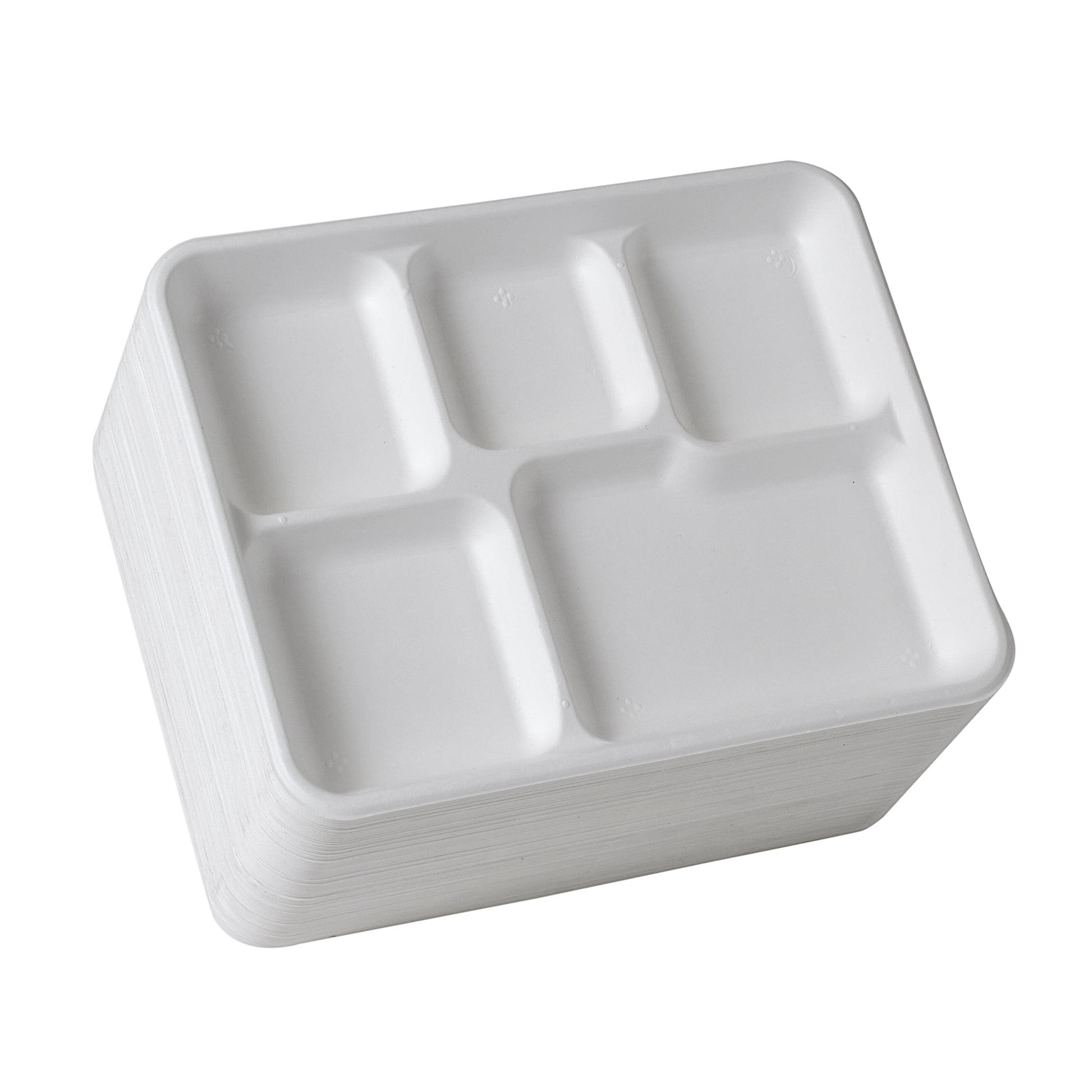 100-Pack] compostable plates 5-Compartment rectangle white biodegrada –  Select Settings