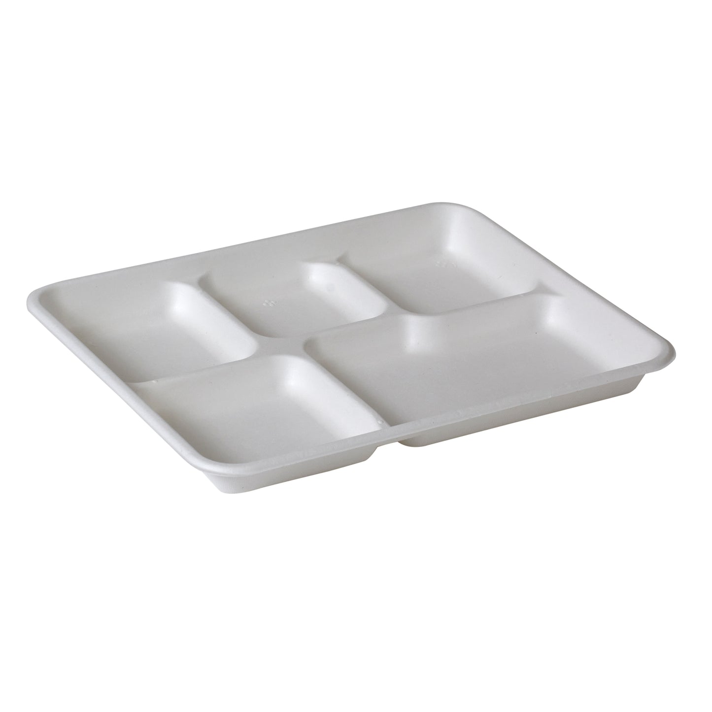 [100-Pack] compostable plates 5-Compartment rectangle white biodegradable Bagasse  10 inch plates