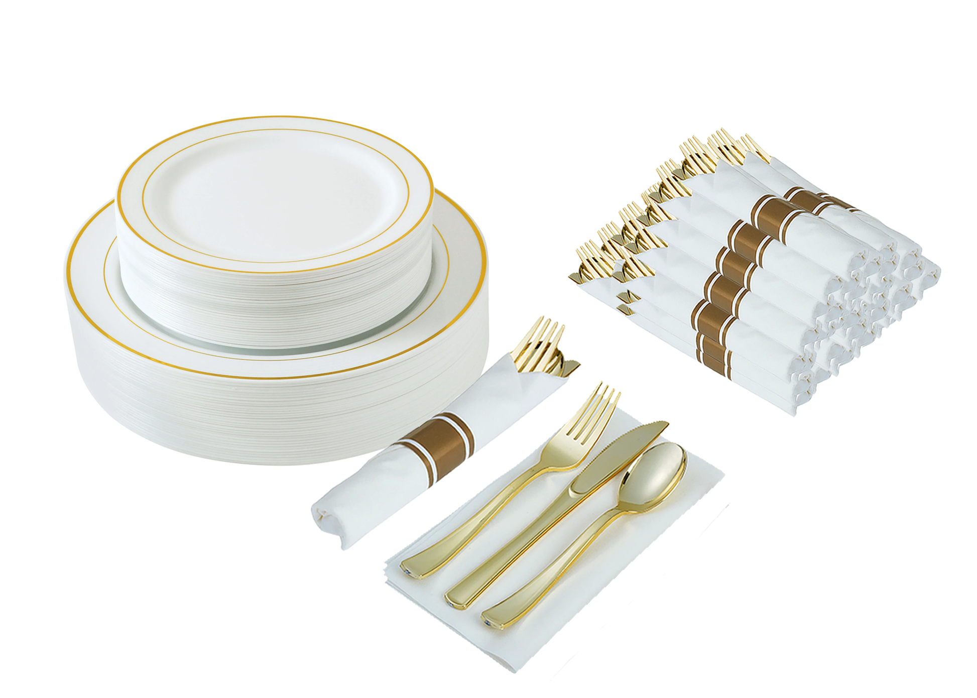 300 Piece Disposable Gold Design Dinnerware set FREE SHIPPING Select Settings